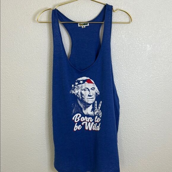 NWT-“Born to be Wild” Tipsy Elves Royal Blue Sleeveless Top-Size 1X - Picture 1 of 6